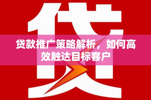 丹寨贷款推广策略解析，如何高效触达目标客户