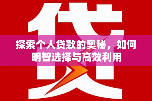 丹寨探索个人贷款的奥秘，如何明智选择与高效利用