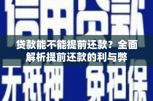 丹寨贷款能不能提前还款？全面解析提前还款的利与弊