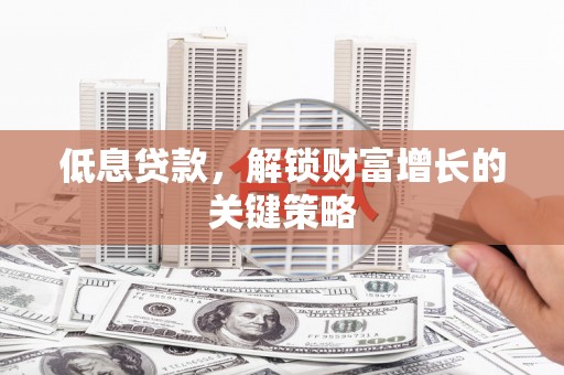 丹寨低息贷款，解锁财富增长的关键策略